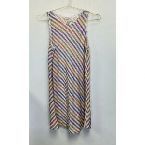 Lou & Grey Womens Multicolor Rainbow Stripe Swing Dress Size Medium